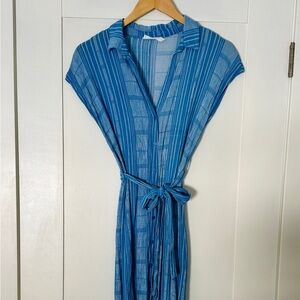Lulu's Blue Striped Midi Dress Size SM